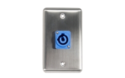 OSP D-1-1PCA Stainless Steel Duplex Wall Plate with 1 Powercon A Blue Connectors