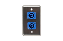 OSP D-2-2PCA Stainless Steel Duplex Wall Plate with 2 Powercon A Blue Connectors