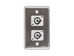 OSP D-2-2PCB Stainless Steel Duplex Wall Plate with 2 Powercon B Grey Connectors
