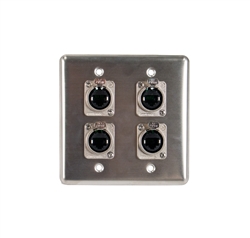 OSP Quad Wall Plate with 4 Tactical Ethernet Pass-through Connectors