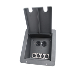 Elite Core Recessed Pocket Stage Audio Floor Box w/4 XLR Mic Connectors & AC Outlets
