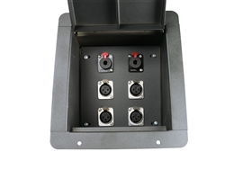 Elite Core Recessed Metal Stage Floor Box 4 Mic XLR & 2 Locking 1/4" TRS Female Speaker Connectors