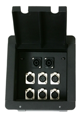 Elite Core Recessed Stage Audio Floor Box with 6-XLR + 2 Speakon connector plugs