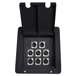 Elite Core Stage Pocket Audio Floor Box with 6 XLR Mic & 2 Ethercon RJ45 Connectors