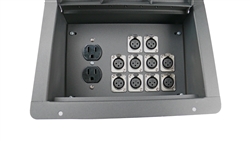 Elite Core Recessed Pocket Stage Audio Floor Box w/ 10 XLR Mic Connectors & AC Outlets