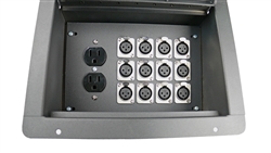 Elite Core Recessed Stage Audio Floor Box w/ 12 XLR Mic Connectors & AC Outlets