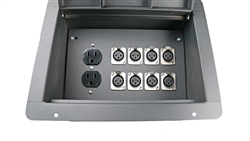 Elite Core Recessed Pocket Stage Audio Floor Box w/ 8 XLR Mic Connectors & AC Outlets