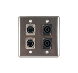 OSP Quad Wall Plate w/ 2 Tactical Ethernet Pass-through & 2 Speakon connectors