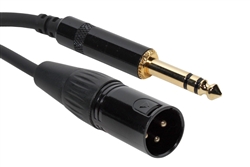 SuperFlex GOLD Patch Cable XLR Male to 1/4" TRS - 1' Length