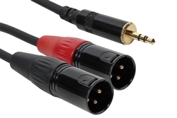 SuperFlex GOLD Y Patch Cable, (2) XLR Male to 3.5mm Stereo - 5' Length