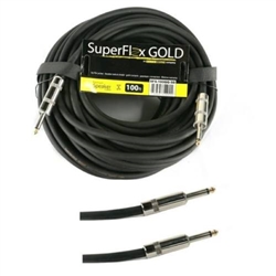 14 Gauge 100' ft Speaker Cable 1/4" to 1/4" Premium Connectors Gold Contacts