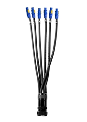 SOCAPEX 19 PIN to 6 Channel PowerCON A (Blue) Connectors 5 ft Breakout Cable