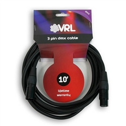 VRL DMX 3 Pin Pro Stage Lighting Cable 10'