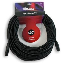 VRL DMX 3 Pin Pro Stage Lighting Cable 100'