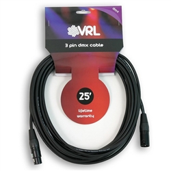 VRL 3 Pin DMX Pro Stage Lighting Cable 25'