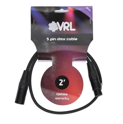 VRL DMX 5 Pin Pro Lighting Cable 2' ft - Data Shielded Cables