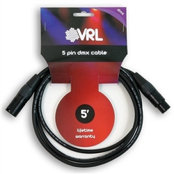 VRL DMX 5 Pin Pro Lighting Cable 5' ft - Data Shielded Cables