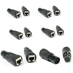 6 VRL RJ45 Ethernet to 3 Pin XLR DMX Female & Male Adapter Sets