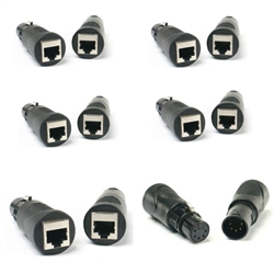 6 VRL RJ45 Ethernet to 5 Pin XLR DMX Female & Male Adapter Sets